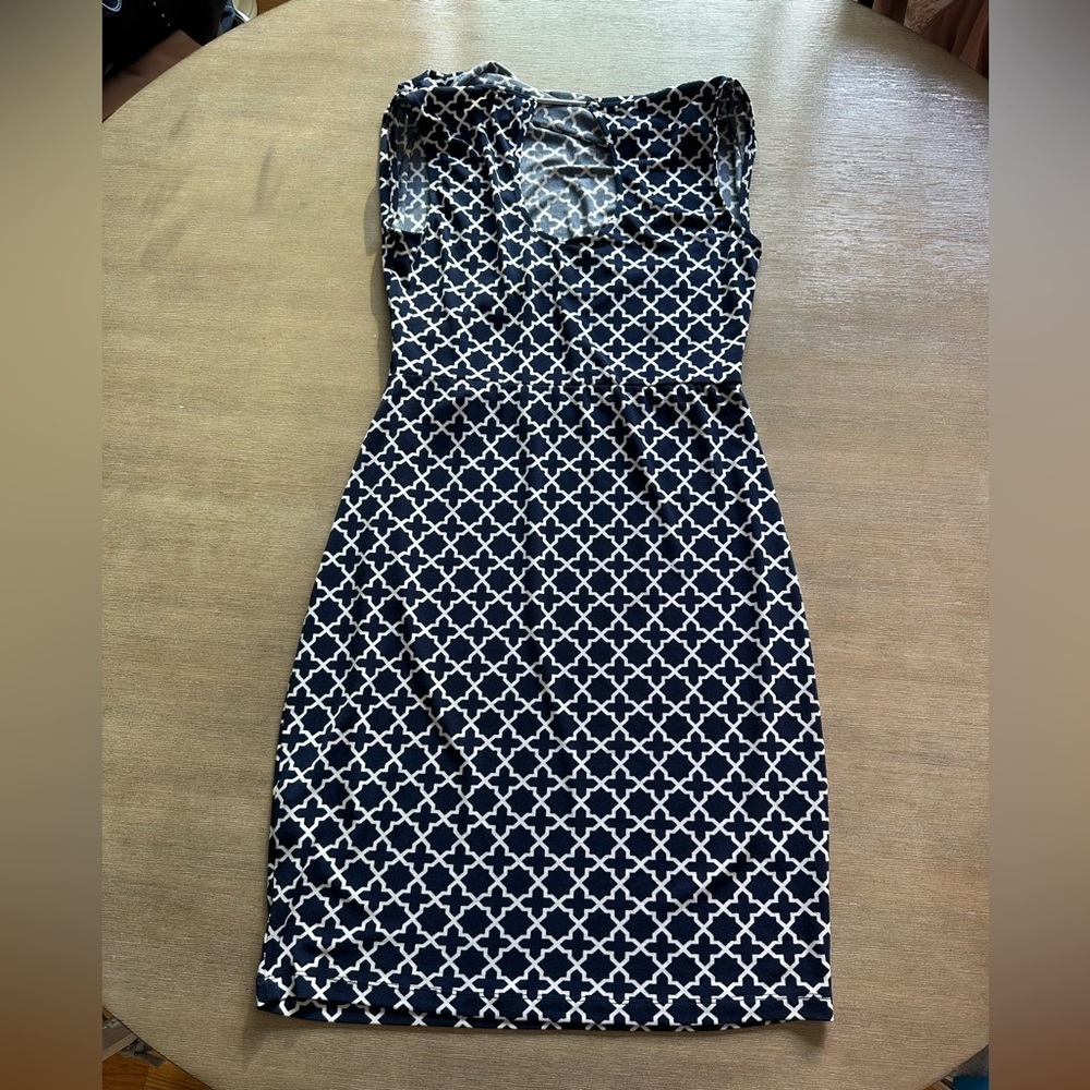 Nautica Navy and White Geometric Midi Dress - Picture 7 of 7